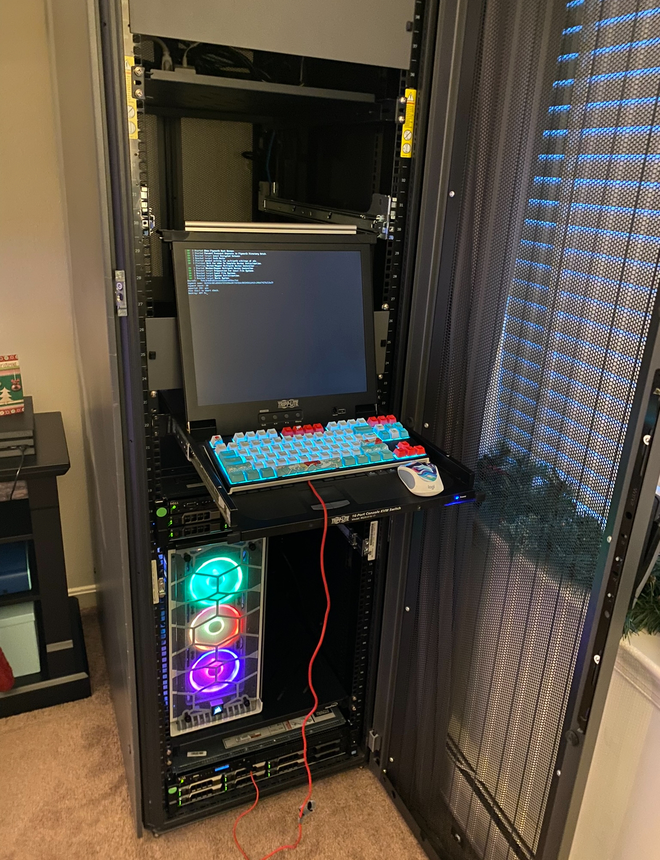 42U Rack with KVM; Taken Shortly Before Installation of Additional Servers - 2021